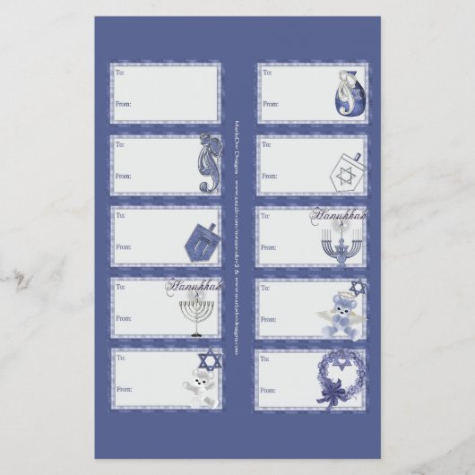 Hanukkah Design 2 Gift Labels op een pagina - 10 D Flyer (Voorkant)