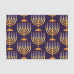 Hanukkah die de papieren menorah-feestdag inpakt tissuepapier<br><div class="desc">Joodse Hanukkah-vakantiepapier met menorah en kaarsen op blauwe achtergrond.</div>