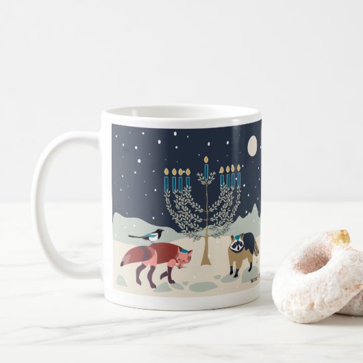 Hanukkah-dieren Menorah Desert Coffee-Mok Koffiemok (Met donut)
