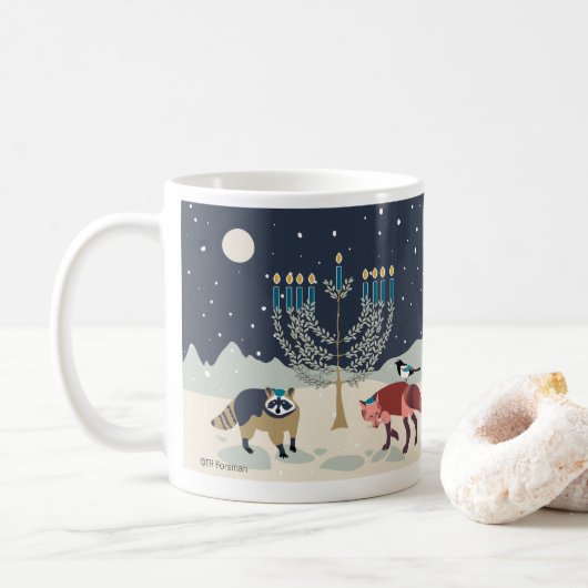 Hanukkah-dieren Menorah Desert Koffiemok (Met donut)