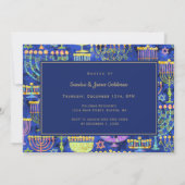 Hanukkah Dinner Gold Blue Menorah Star van David Kaart (Achterkant)