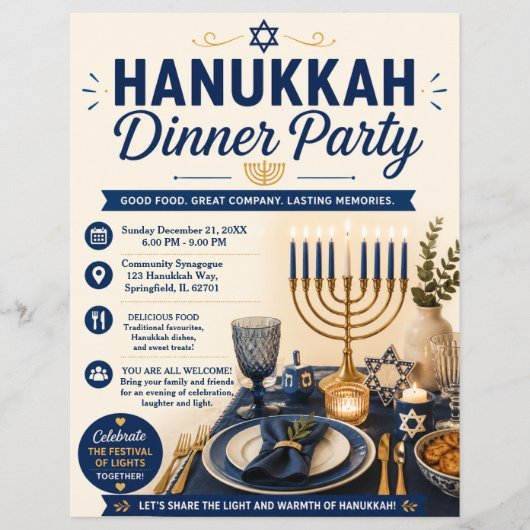 Hanukkah Dinner Party Flyer (Voorkant)