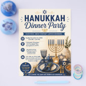 Hanukkah Dinner Party Flyer (Enkel)