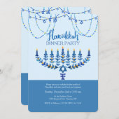 Hanukkah Dinner Party Invitation Kaart (Voorkant / Achterkant)