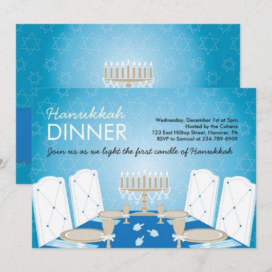 Hanukkah DInner Party-uitnodigingen Kaart (Voorkant / Achterkant)