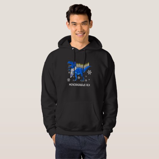 Hanukkah Dinosaur Menorasaurus Rex Dino Chanukah B Hoodie (Voorkant volledig)