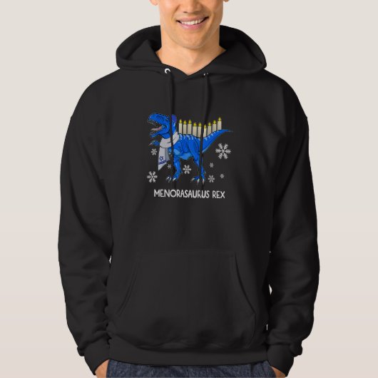 Hanukkah Dinosaur Menorasaurus Rex Dino Chanukah B Hoodie (Voorkant)