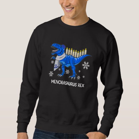 Hanukkah Dinosaur Menorasaurus Rex Dino Chanukah B Trui (Voorkant)