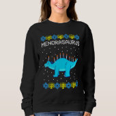 Hanukkah Dinosaur Menorasaurus Ugly Sweater   Dino (Voorkant)