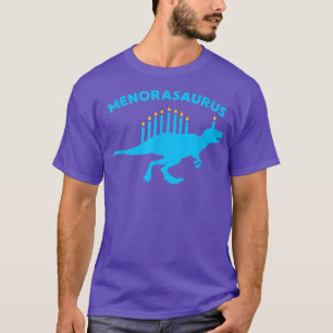 Hanukkah Dinosaur Velociraptor Menorasaurus Funny T-shirt