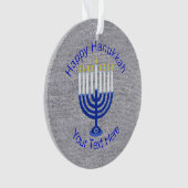 Hanukkah Donkerblauwe Menorah Chrismukkah Bling Ornament (voorkant)
