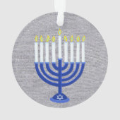 Hanukkah Donkerblauwe Menorah Chrismukkah Bling Ornament (achterkant)