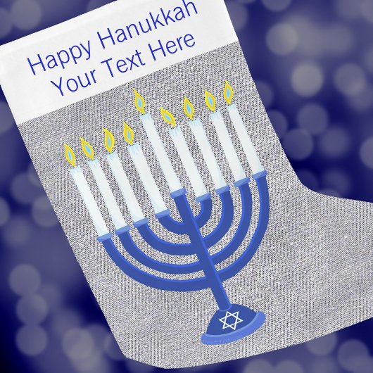 Hanukkah Donkerblauwe Menorah Zilver Chrismukkah Grote Kerstsok
