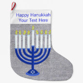 Hanukkah Donkerblauwe Menorah Zilver Chrismukkah Grote Kerstsok (Voorkant)