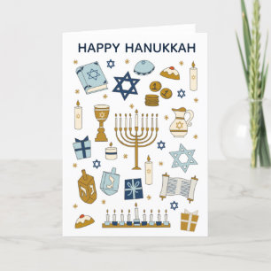 Hanukkah Doodles een leuke gevouwen feestkaart Feestdagen Kaart