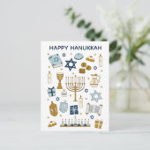 Hanukkah Doodles schattig geïllustreerd Briefkaart (Staand voorkant)