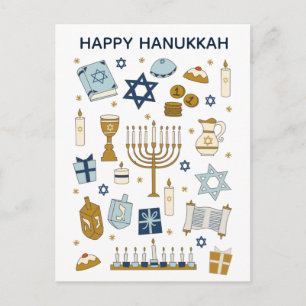 Hanukkah Doodles schattig geïllustreerd Briefkaart