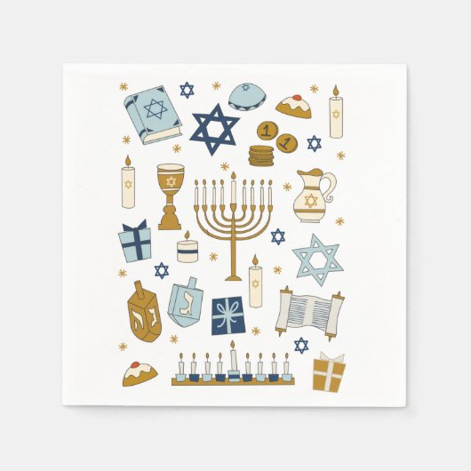 Hanukkah Doodles schattig geïllustreerd Papier ser Servet (Voorkant)