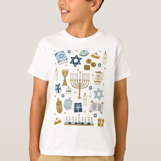 Hanukkah Doodles schattige T-Shirt (Voorkant)
