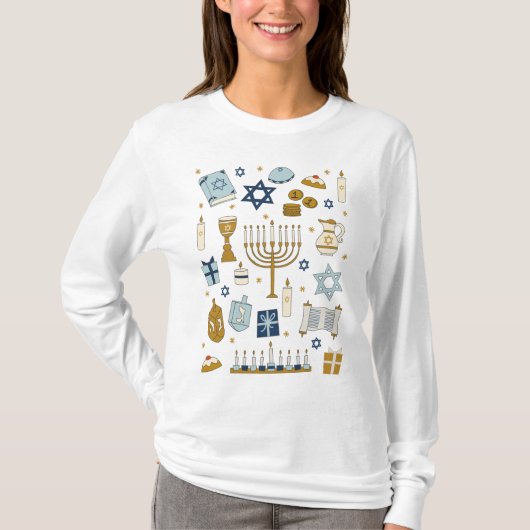 Hanukkah Doodles schattige T-Shirt (Voorkant)
