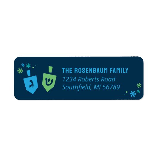 Hanukkah Draai-tol Feest Terug Adres Labels (Voorkant)