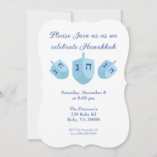 Hanukkah Draai Toppen Feest Kaart (Voorkant)