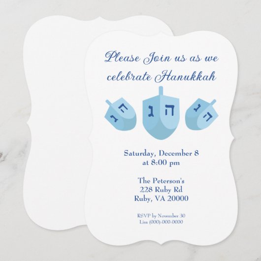 Hanukkah Draai-tops Feest Kaart (Voorkant / Achterkant)