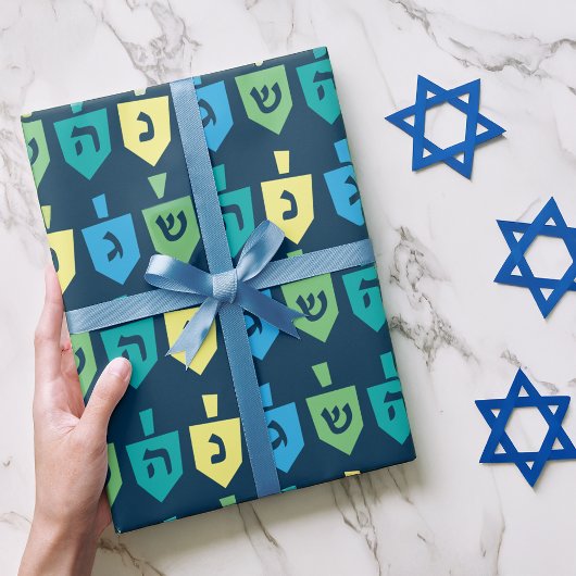 Hanukkah Draaiende Tol Feest Inpakpapier