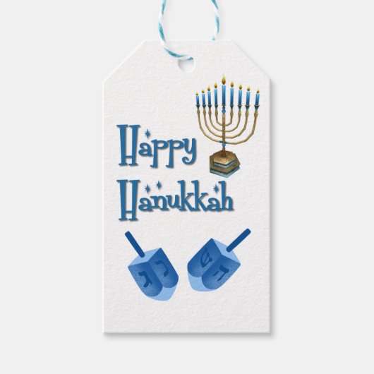 Hanukkah Draaijtoppen Cadeaulabel (Voorkant)