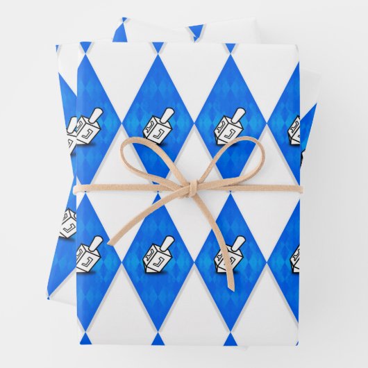 Hanukkah Dreidel Argyle Pattern Inpakpapier Vel (In situ)