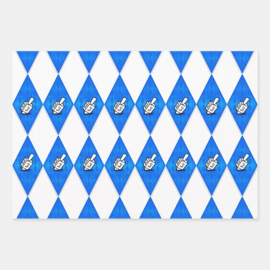 Hanukkah Dreidel Argyle Pattern Inpakpapier Vel (Voorkant)