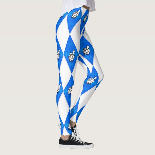 Hanukkah Dreidel Argyle Pattern Leggings (Rechts)