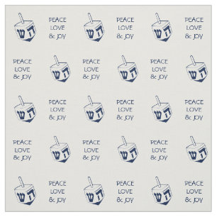 Hanukkah DREIDEL   BLAUW Vrede Liefde Vreugde Stof