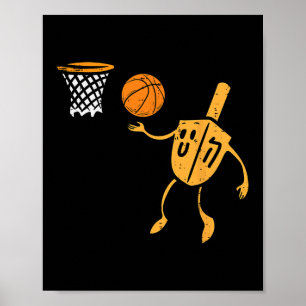 Hanukkah Dreidel Bysketbyll Chanukah Jewish Mannen Poster