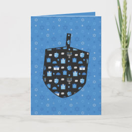 Hanukkah Dreidel Cutout Feestdagen Kaart