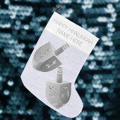 Hanukkah Dreidel Faux Silver Sparkle Chrismukkah Grote Kerstsok