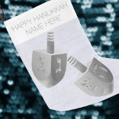 Hanukkah Dreidel Faux Silver Sparkle Chrismukkah Grote Kerstsok