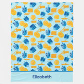 Hanukkah Dreidel Game Gelt Dark Blue Fleece Deken (Voorkant)