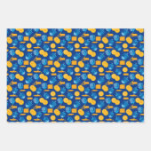 Hanukkah Dreidel Game Gelt Dark Blue Inpakpapier Vel (Voorkant 3)