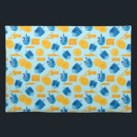 Hanukkah Dreidel Game Gelt Dark Blue Placemat<br><div class="desc">Hanukkah Dreidel Game Gelt Dark Blue ,  een speciaal patroon. Chanoeka dreidels in blauw.</div>
