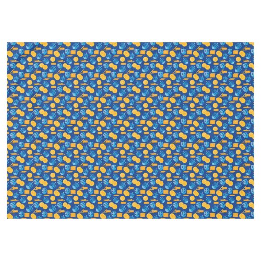 Hanukkah Dreidel Game Gelt Dark Blue Tafelkleed (Voorkant (Horizontaal))