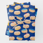 Hanukkah Dreidel, Gelt, Sufganiyot, String Lights Inpakpapier Vel (In situ)