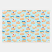 Hanukkah Dreidel, Gelt, Sufganiyot, String Lights Inpakpapier Vel (Voorkant)