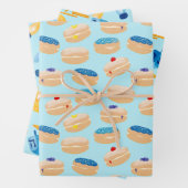 Hanukkah Dreidel, Gelt, Sufganiyot, String Lights Inpakpapier Vel (In situ)