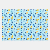 Hanukkah Dreidel, Gelt, Sufganiyot, String Lights Inpakpapier Vel (Voorkant 3)