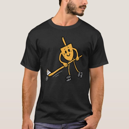 Hanukkah Dreidel Ice Hockey Chanukah Joodse Mannen T-shirt (Voorkant)