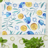 Hanukkah Dreidel Jewish Holiday Pattern Theedoek (Gevouwen)