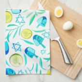 Hanukkah Dreidel Jewish Holiday Pattern Theedoek (Quarter Fold)