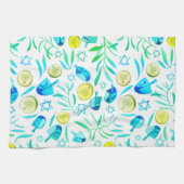 Hanukkah Dreidel Jewish Holiday Pattern Theedoek (Horizontaal)