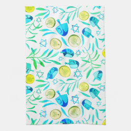 Hanukkah Dreidel Jewish Holiday Pattern Theedoek